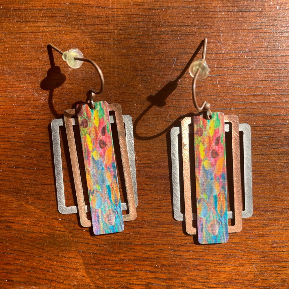 Watercolor dangle earrings - so unique!